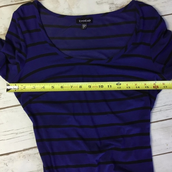 Bebe Blue Black Striped High Low Cutout Dress - Picture 6 of 8